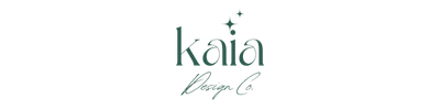 Logo of kaia Design Co. with a decorative 'a' on a white background